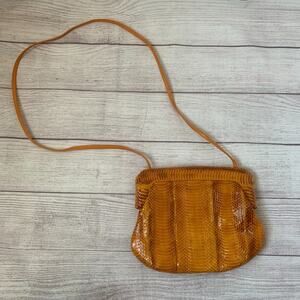 Vintage J Renee Yellow Snakeskin Crossbody Purse Clutch Magnetic Closure